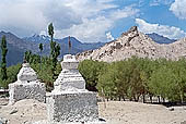 Ladakh - A large group of chortens close to Shey palace